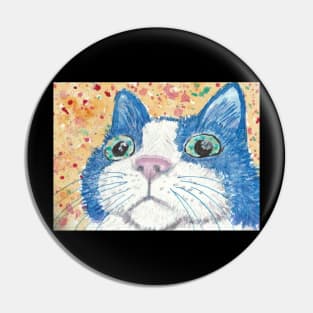 Cute blue cat face Pin