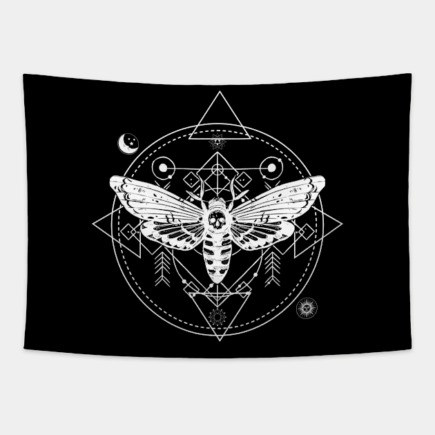 Vintage Occult Skull Moth Occult Fashion Goth Tapestry by wbdesignz