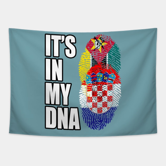 Croatian And Mozambican Mix DNA Flag Heritage Tapestry by Just Rep It!!