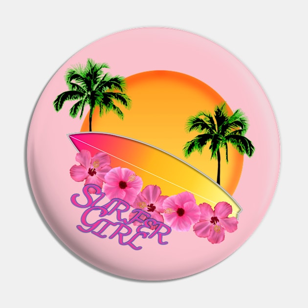 Surfer Girl Pin by macdonaldcreativestudios