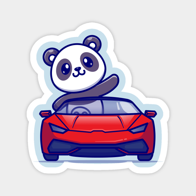 Cute Panda Driving Car Cartoon Magnet by Catalyst Labs