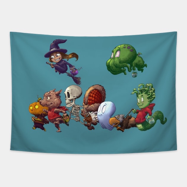 It's never too early for Halloween cute monsters trick or treat Tapestry by Carlos CD