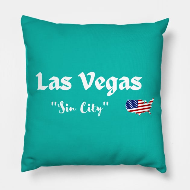 Las Vegas, ''Sin City'', American Flag, Gambling city, holiday city, vacay city Pillow by johnnie2749