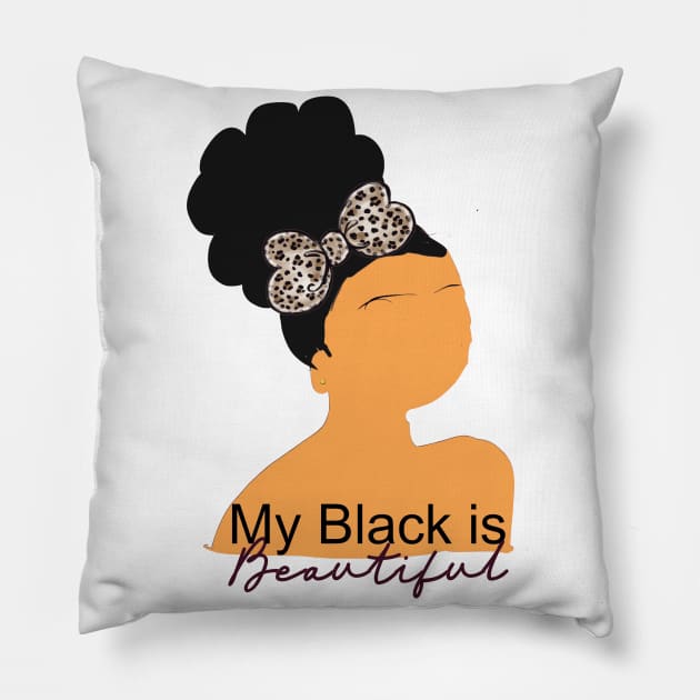 My Black is Beautiful, Little Black Girls Pillow by Cargoprints