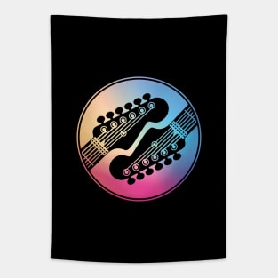 Electric Guitar Headstock Circle Gradient Theme Tapestry