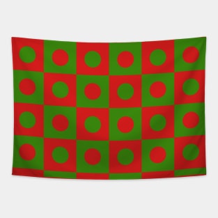 Red and Green Polka Dot Patchwork Pattern Tapestry