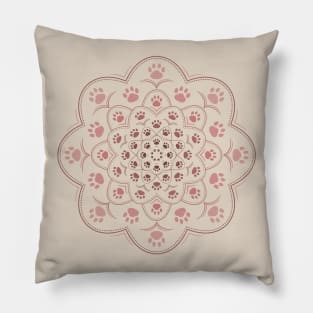 Pawprint mandala in reddish Pillow