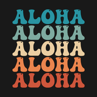 Aloha Retro 70s Aesthetic Repeated Typography T-Shirt