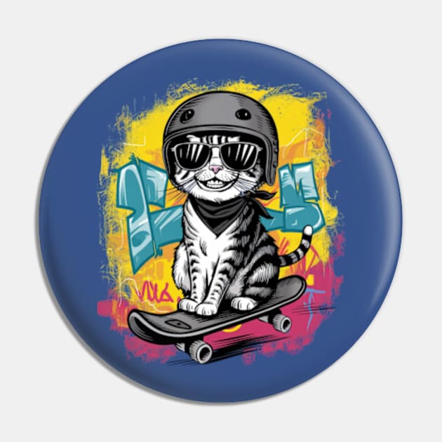 A unique and fun design featuring a stylish cat wearing a helmet and skateboarding. (2) Pin by YolandaRoberts