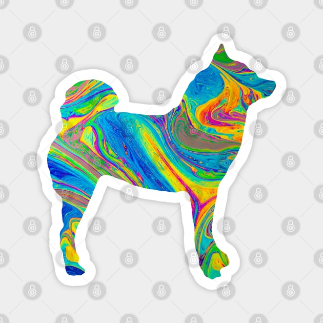 Lilly the Shiba Inu Silhouette - Colourful Bubble on White Magnet by shibalilly