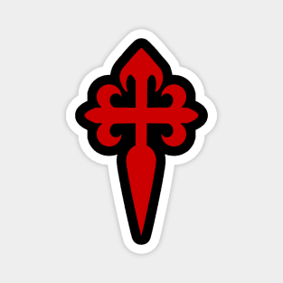 Cross of Saint James Santiago Red Cross on black background Magnet