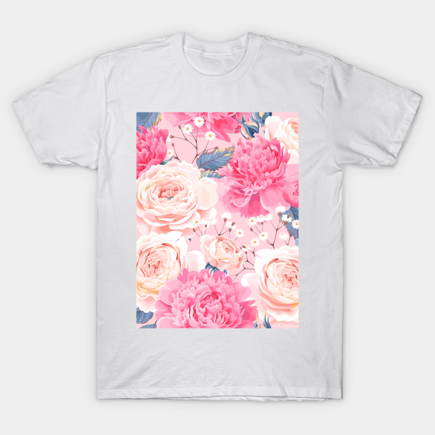 Blush Pink Floral Artwork - Pink Floral - T-Shirt | TeePublic