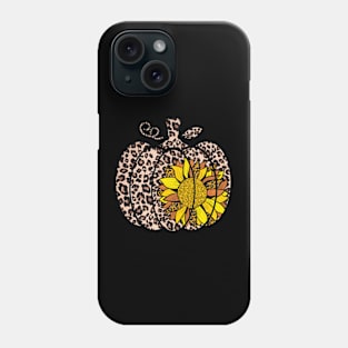 leopard sunflower pumpkin t-shirt- leopard sunflower t-shirt - pumpkin leopard t-shirt - Leopard Print Pumpkin - Leopard Print Pumpkin- Halloween  t-shirt Phone Case