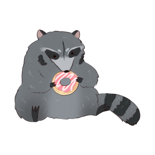 Raccoon eating donut drawing by Mayarart