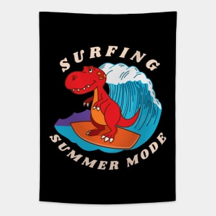 Chibi T-Rex Surfing Summer Mode Tapestry