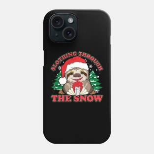 Cute Slothing Through the Snow Christmas Sloth Phone Case