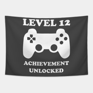 Level 12 Achievement Unlocked Gamer Next Level 12 years old birthday Tapestry