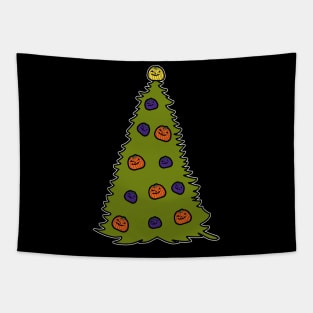 Spooky Pumpkin Halloween Tree Tapestry