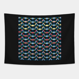 Dark blue, light yellow and bricks red retro geometrical semicircles pattern Tapestry