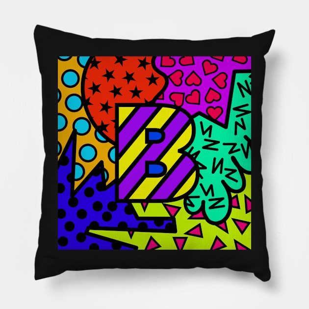 Alphabet Series - Letter B - Bright and Bold Initial Letters Pillow by JossSperdutoArt