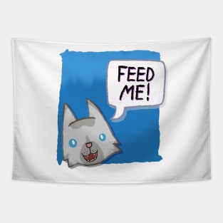 Feed Me! [Lynx Point Cat With A Blue Background] Tapestry