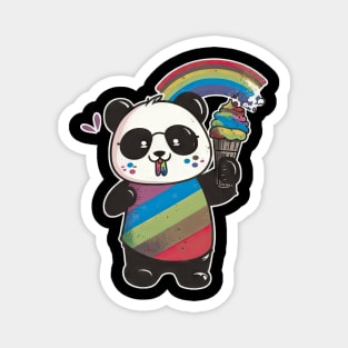 Cute Kawaii Panda Pride with rainbow ice Magnet