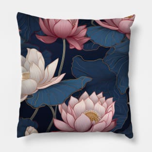 Serenity Blooms: Timeless Lotus Flower Pattern Pillow