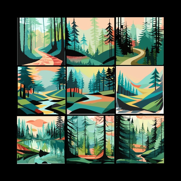 watercolor techniques to create a dreamy and ethereal painting of a forest landscape, perfect for a nature-inspired t-shirt design2 by goingplaces