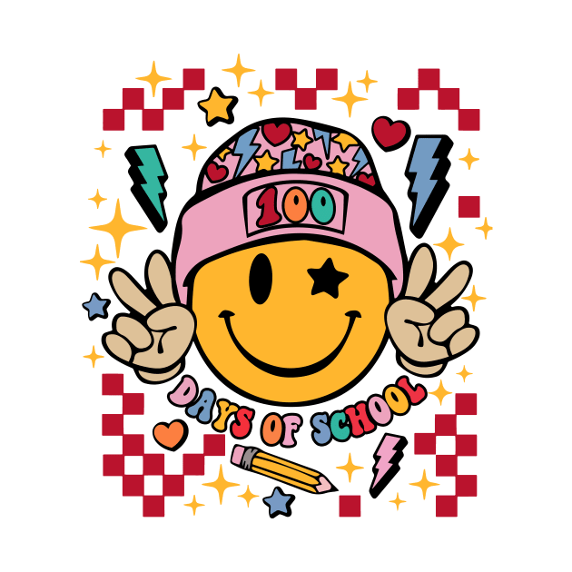 100 Days of School, Groovy 100 Days Of School, School 100th Day, Retro Teacher School.png by artbyhintze