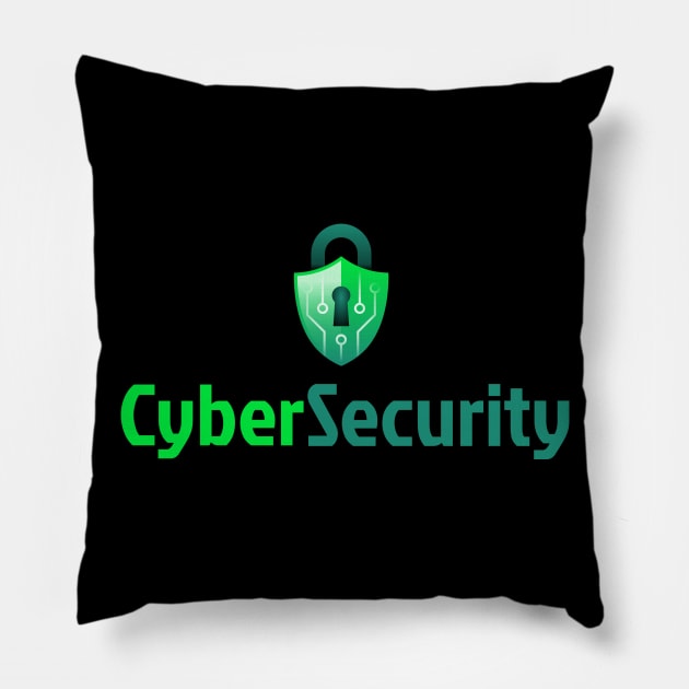 Cyber Security Lock Green Pillow by Cyber Club Tees