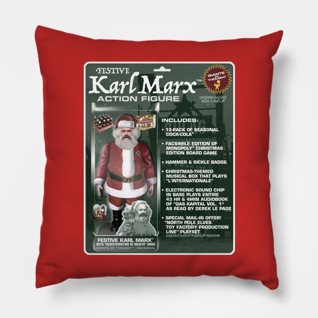 Festive Karl Marx Action Figure Pillow by GiantsOfThought