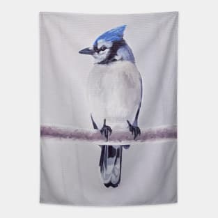 Blue Jay in Silver Light Tapestry