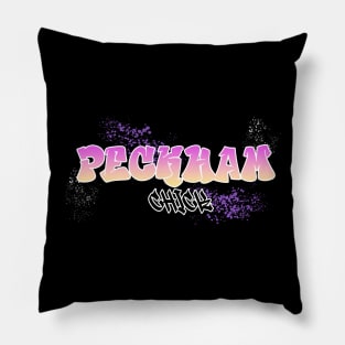 Peckham Chick I Graffiti Design I Neon Colors I Pink and Orange Pillow