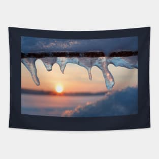Sunset and icicles abstract Tapestry