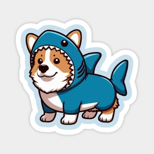 cute corgi in shark suit Magnet