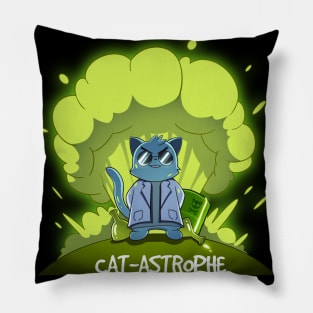 Cat-Astrophe Funny Scientist Anime Cat Pillow