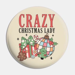 Crazy Christmas Lady Pin