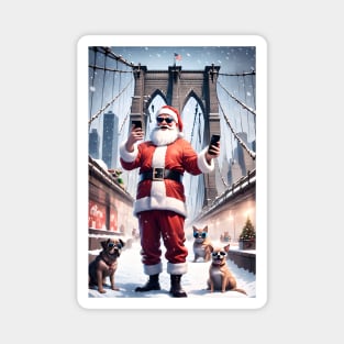 Santa Selfie with Pet on Brooklyn Bridge Magnet