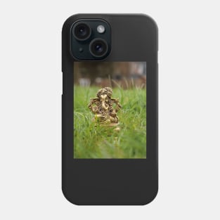 Brass statue of Lord Ganesha on the grass Phone Case