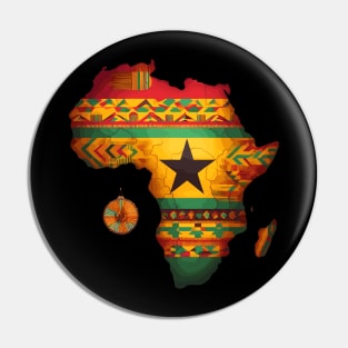 African Map Kente Pattern Ghana Flag Pin