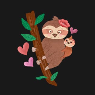 Cute sloth mom and baby T-Shirt