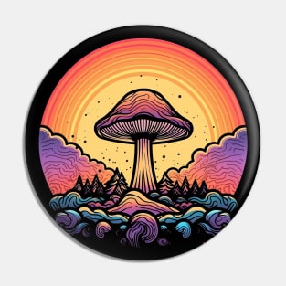 Psychedelic Shroom Mushroom Retro Art Pin