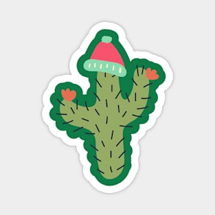 Winter Cactus Wearing Beanie Hat Magnet