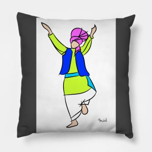 Bhangra Dancer green Pillow