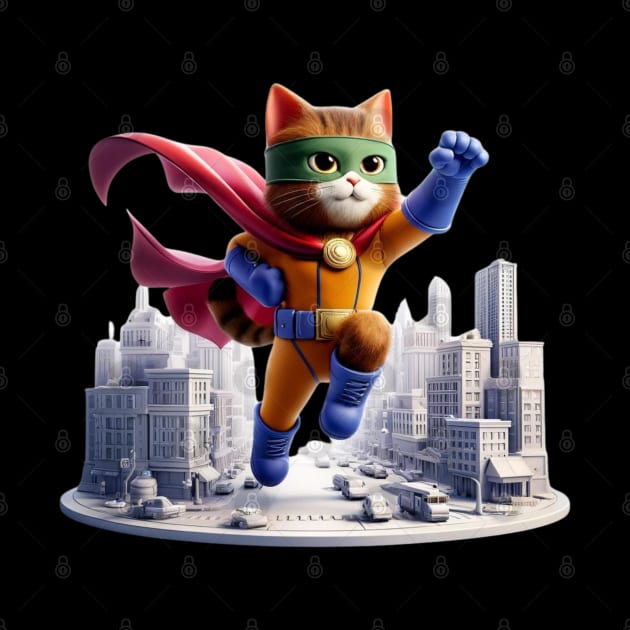 Superhero Cat to the Rescue – Urban Vigilante Sticker by vk09design