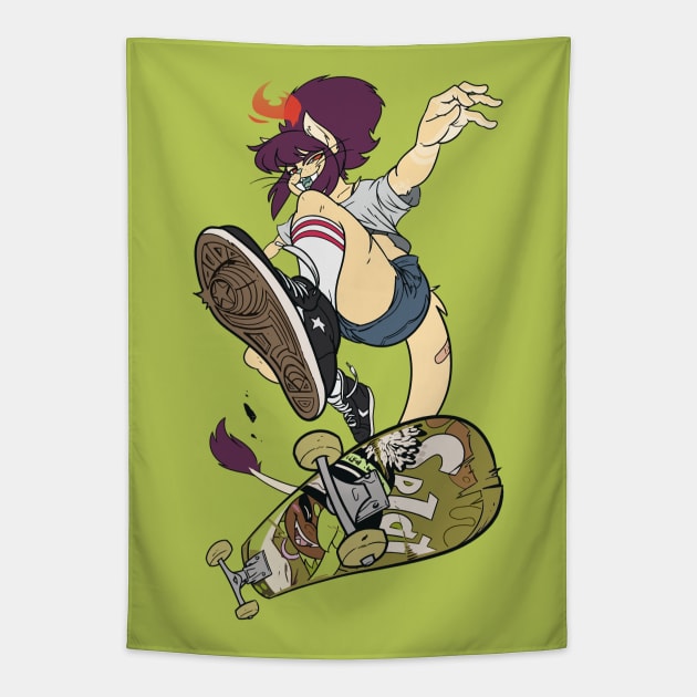 Catgirl Skaters Tapestry by eilotoiu