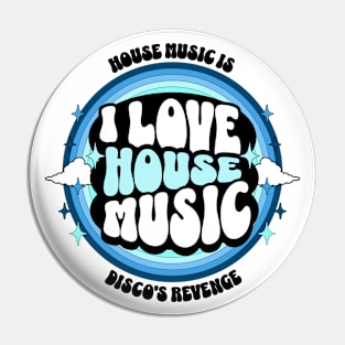 HOUSE MUSIC  - I Love Rainbow Circle (black/blue) Pin