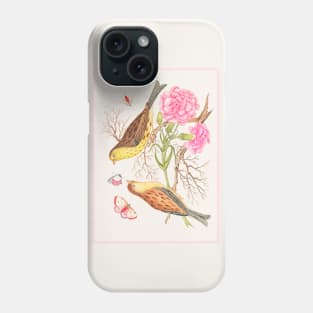 Two Brown and Yellow birds on Branches with Carnations (18th Century) Phone Case