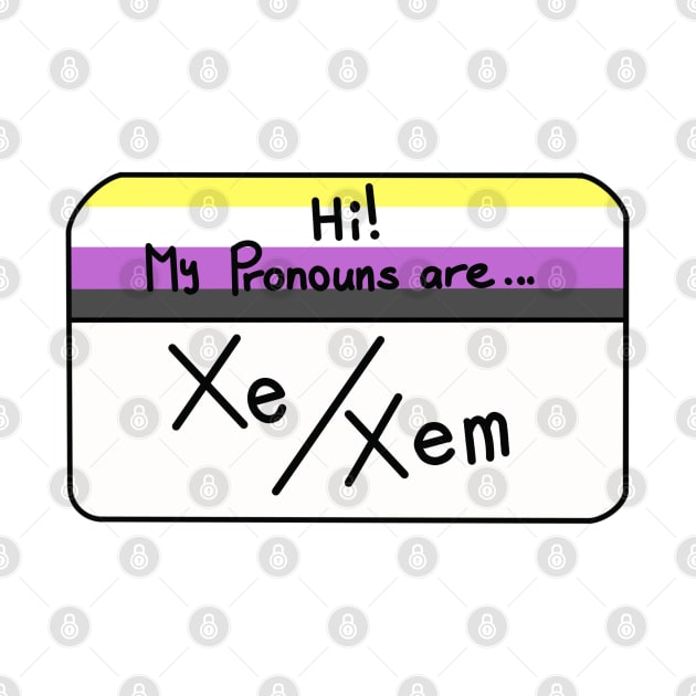 Hi my pronouns are - Xe/Xem - Nonbinary pride by Beelixir Illustration