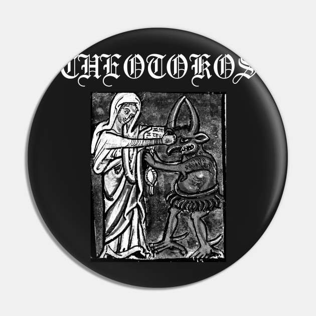 Virgin Mary Punching The Devil Metal Hardcore Punk Gothic Pin by thecamphillips